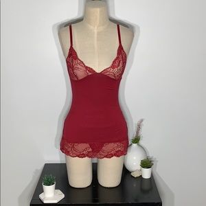 Burgundy Lace Top & thong